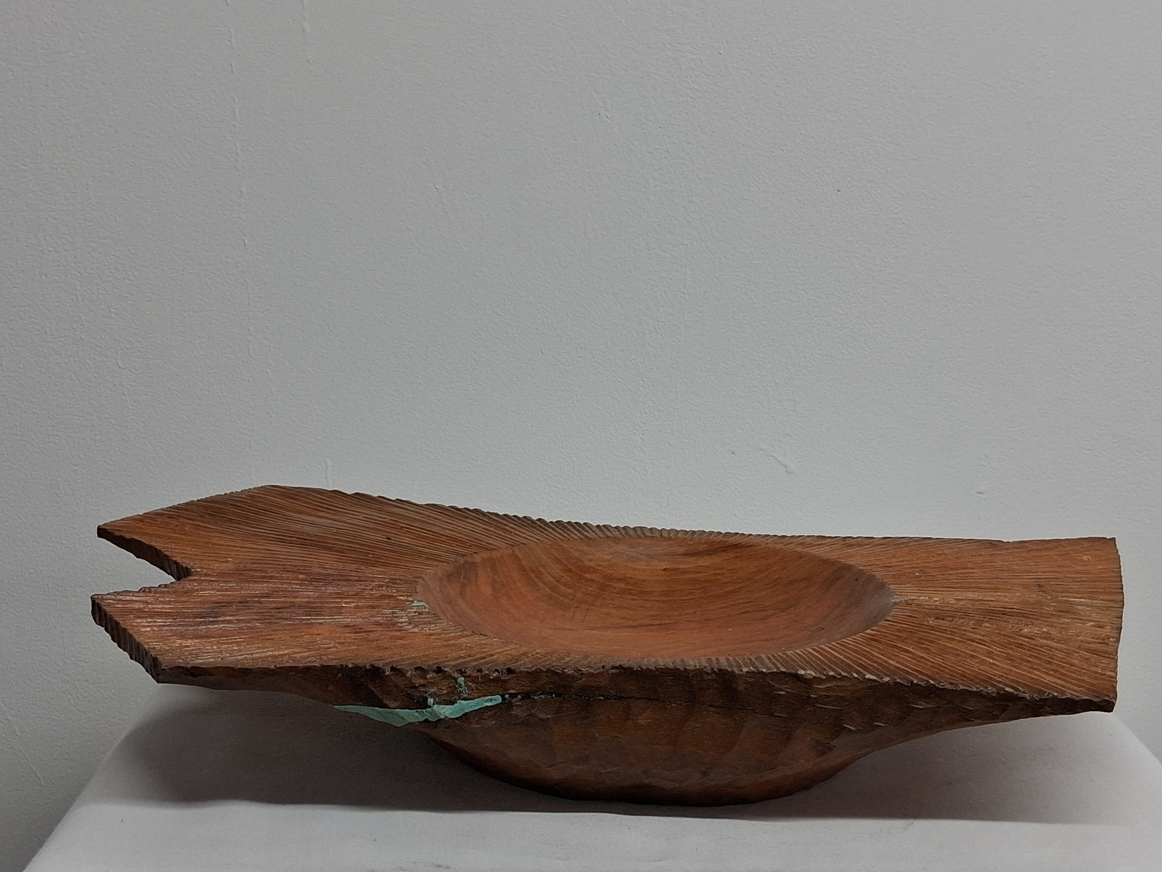 Cherry Crotch Winged Bowl with Hand Carved Teture