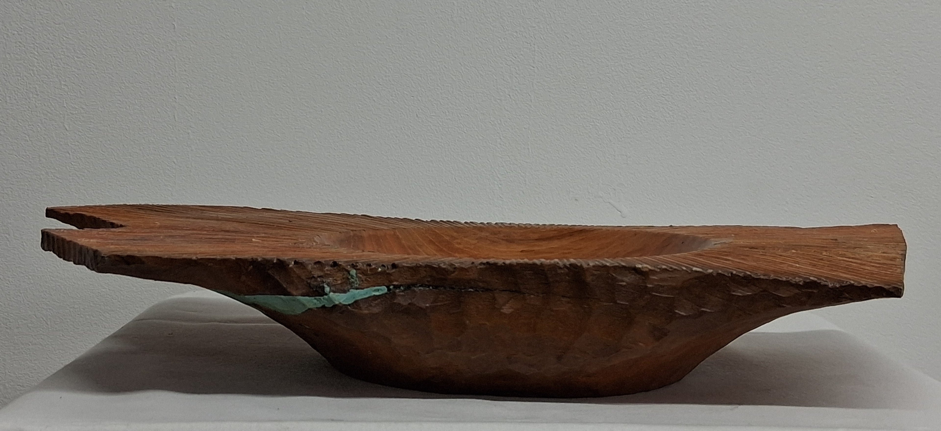 Cherry Crotch Winged Bowl with Hand Carved Teture
