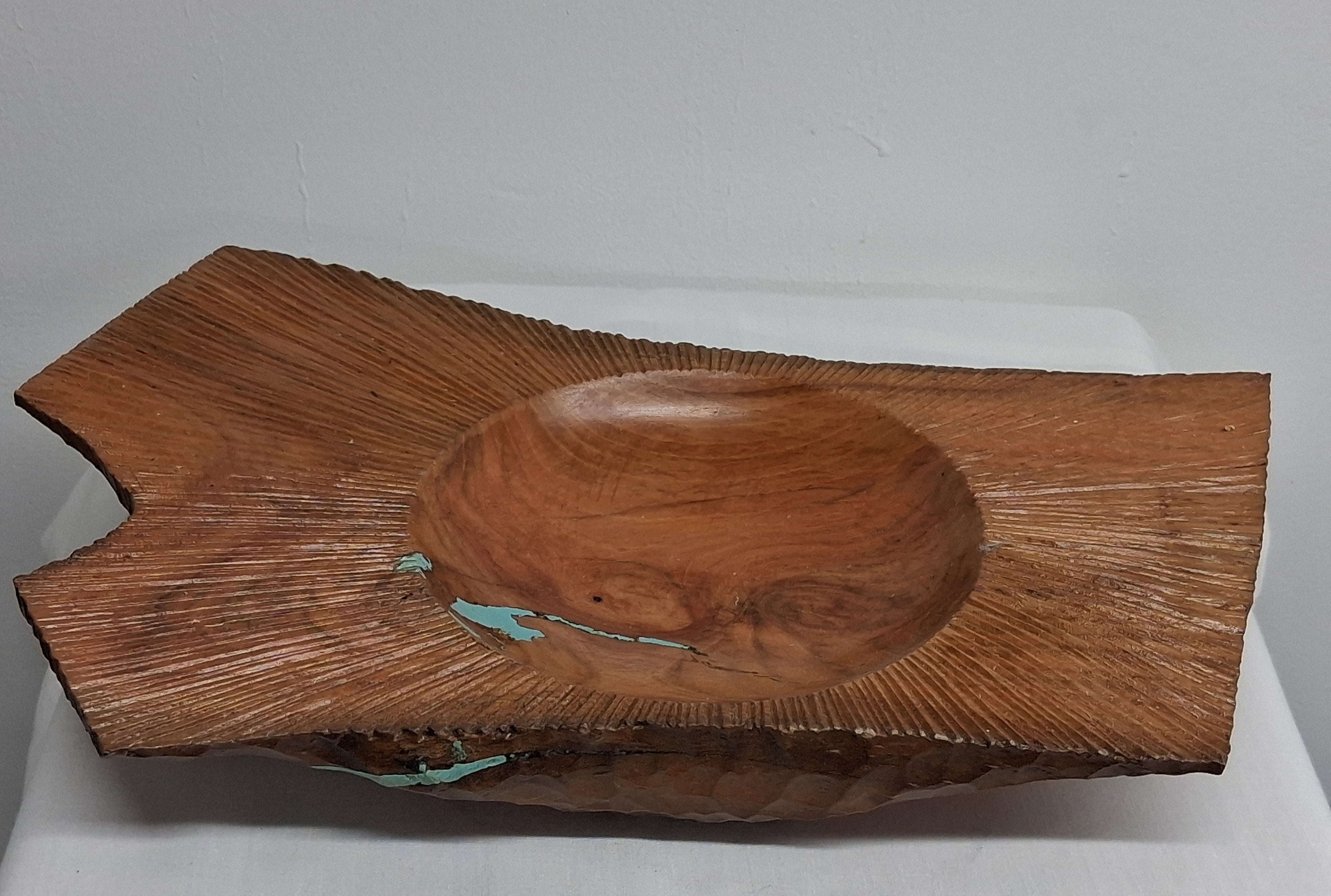 Cherry Crotch Winged Bowl with Hand Carved Teture