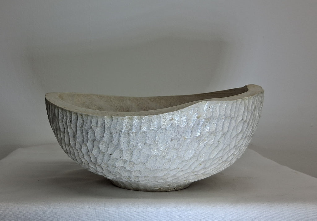 Coloured Native Irish Ash LIve Edge Bowl with Hand Carved Texture