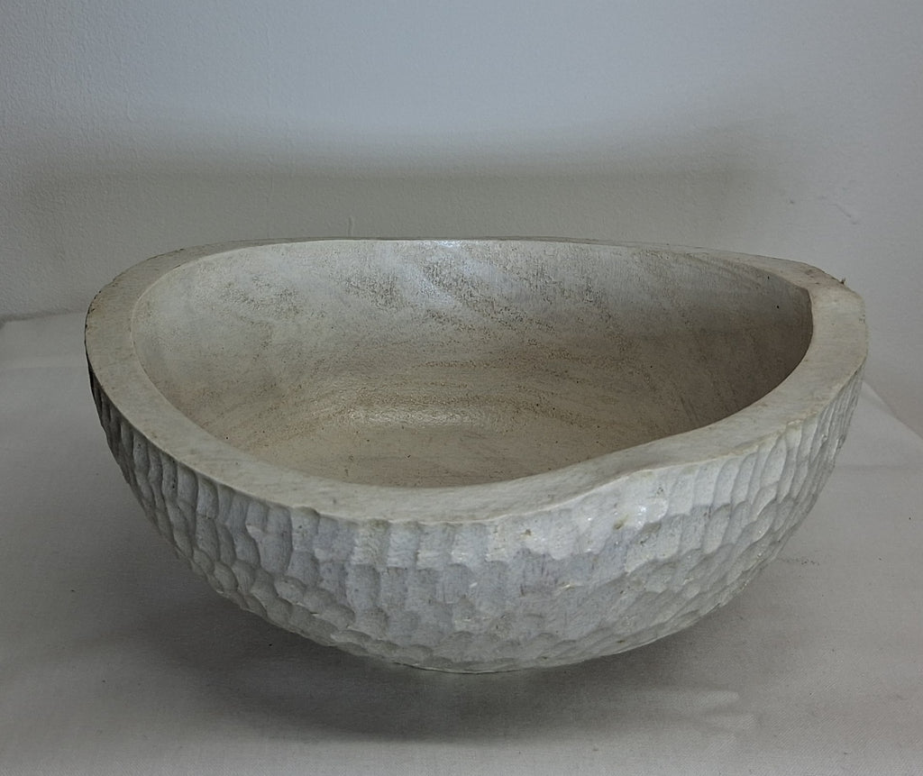 Coloured Native Irish Ash LIve Edge Bowl with Hand Carved Texture