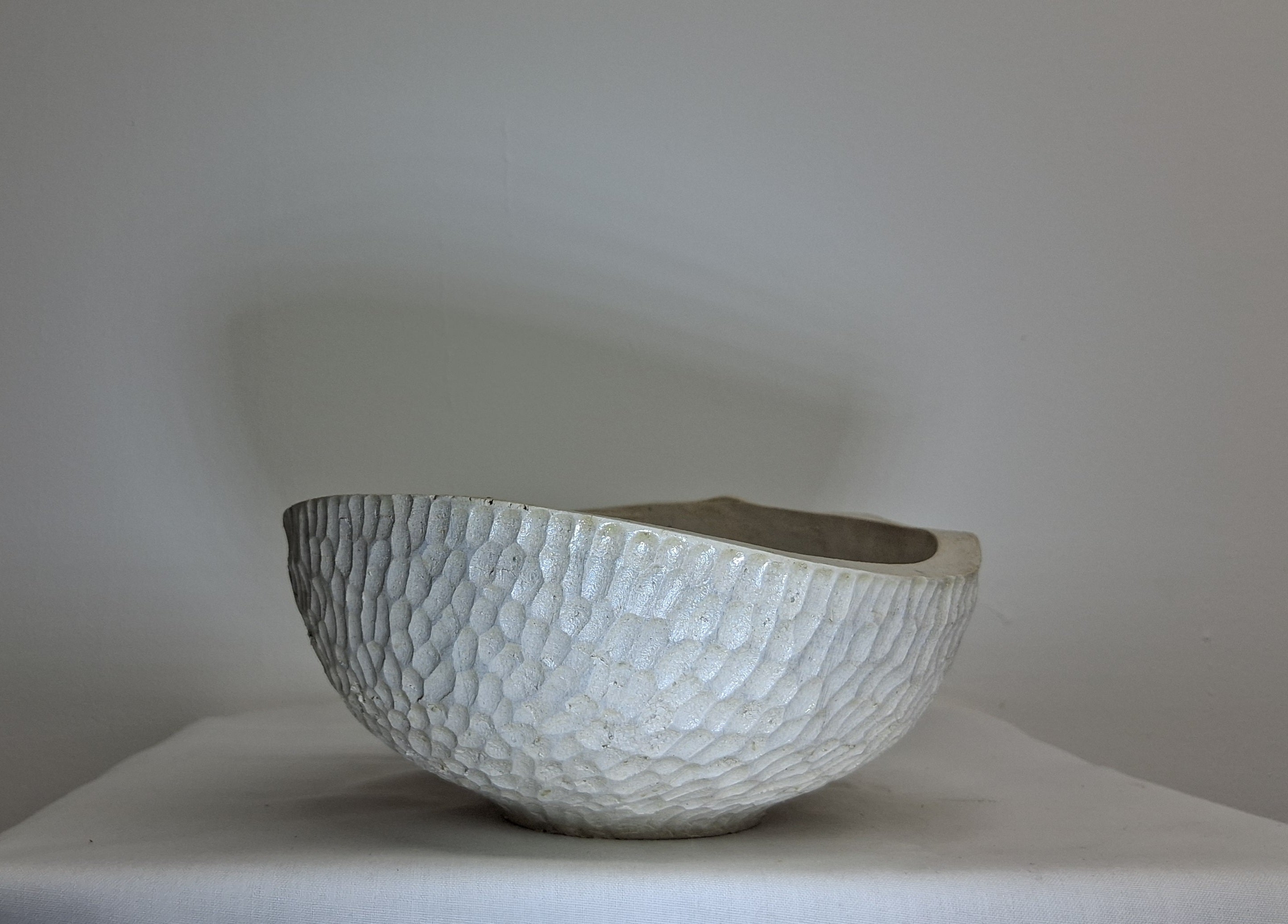 Coloured Native Irish Ash LIve Edge Bowl with Hand Carved Texture