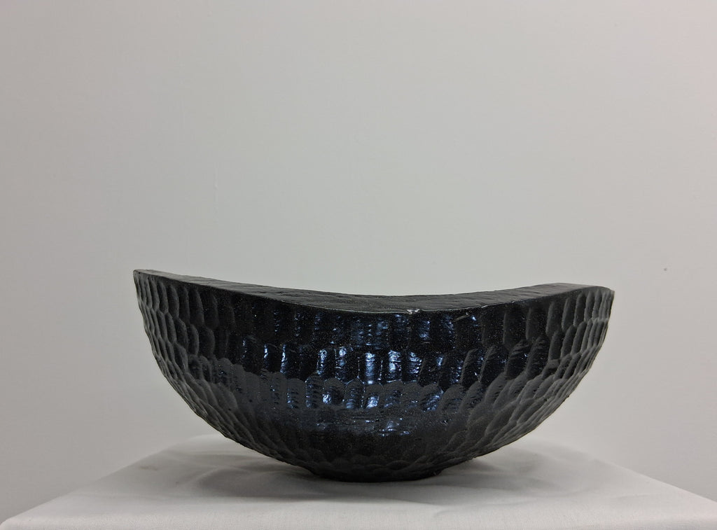 Coloured Live Edge Native Irish Ash Bowl with hand Carved Texture