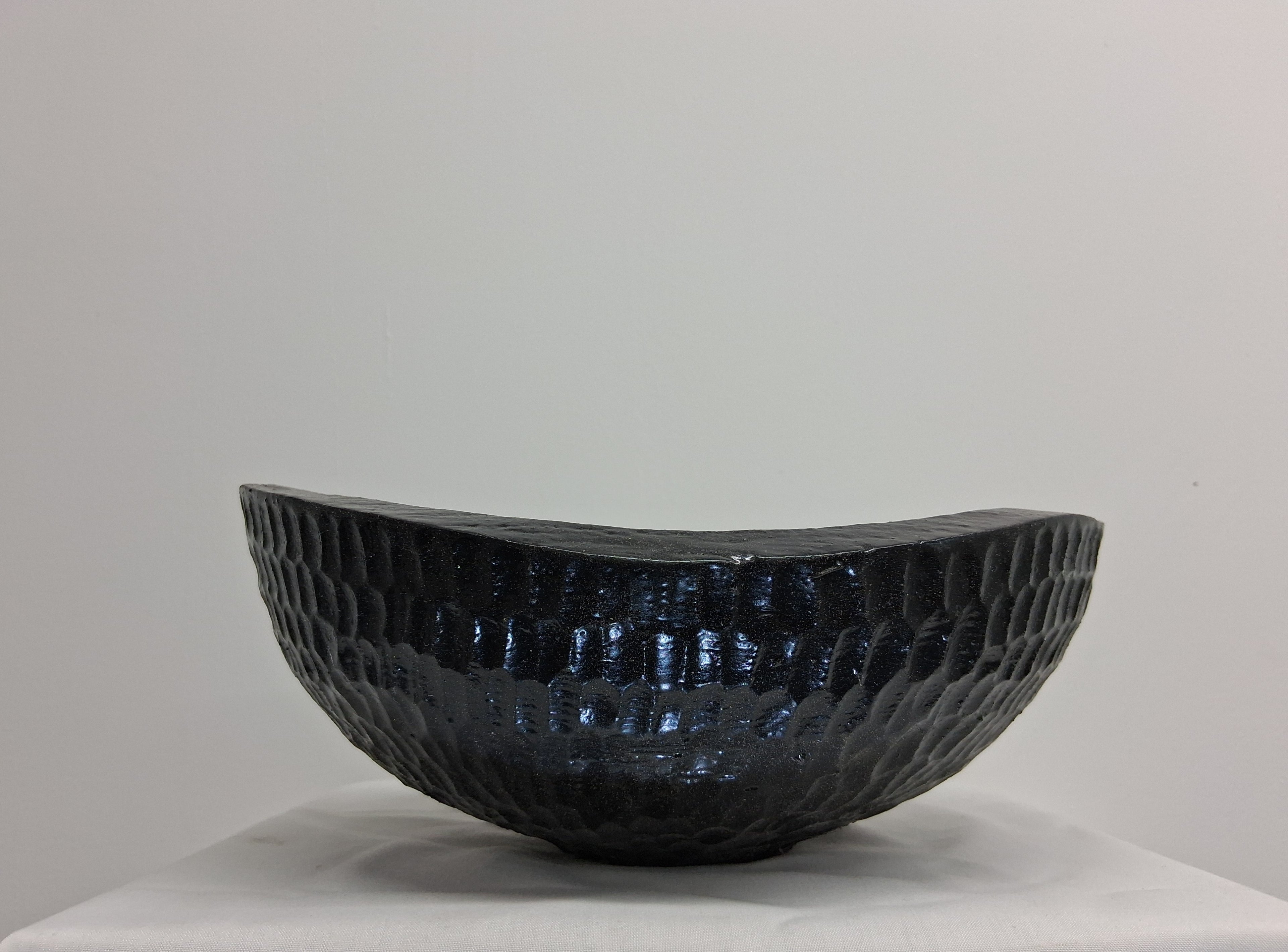 Coloured Live Edge Native Irish Ash Bowl with hand Carved Texture