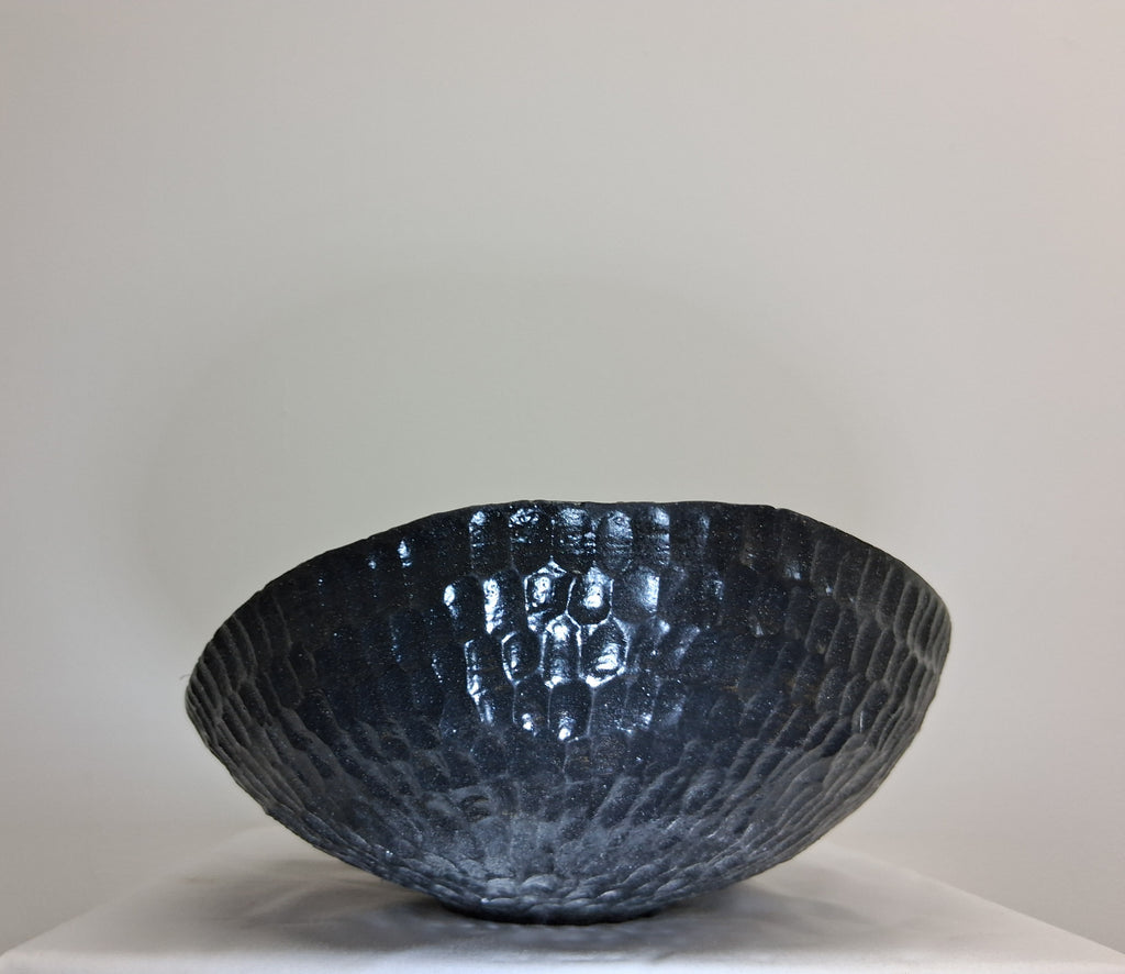 Coloured Live Edge Native Irish Ash Bowl with hand Carved Texture