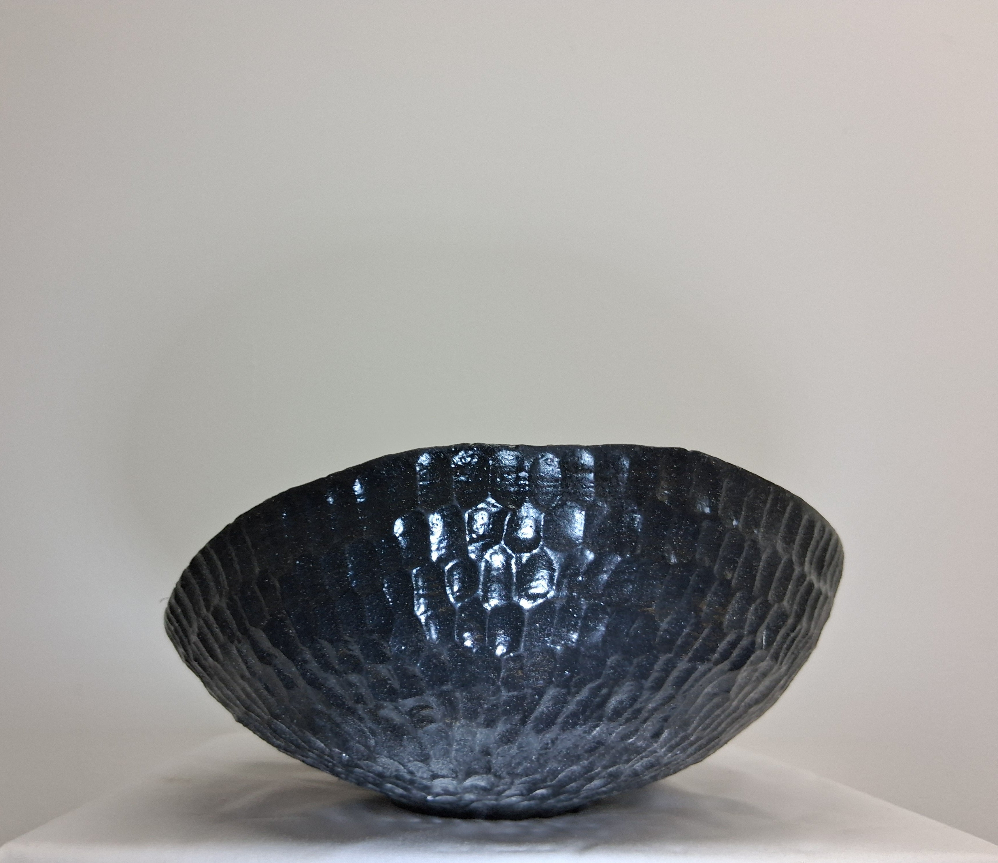 Coloured Live Edge Native Irish Ash Bowl with hand Carved Texture