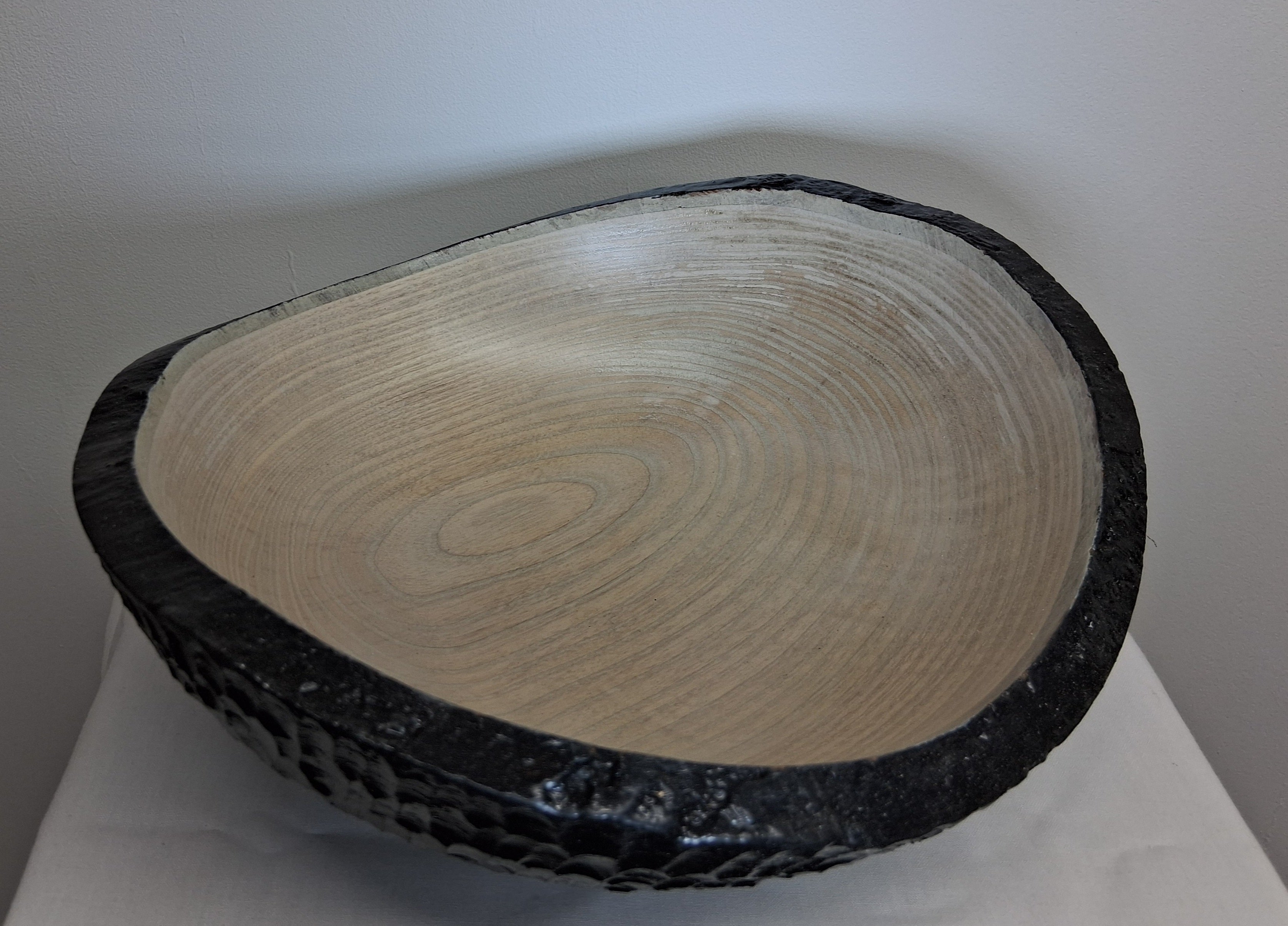 Coloured Live Edge Native Irish Ash Bowl with hand Carved Texture