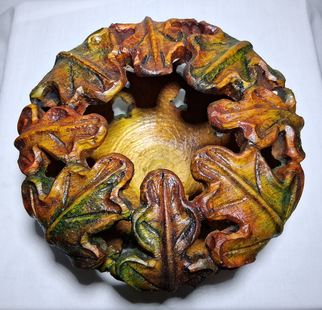 Carved Oak Leaf Hollow Form
