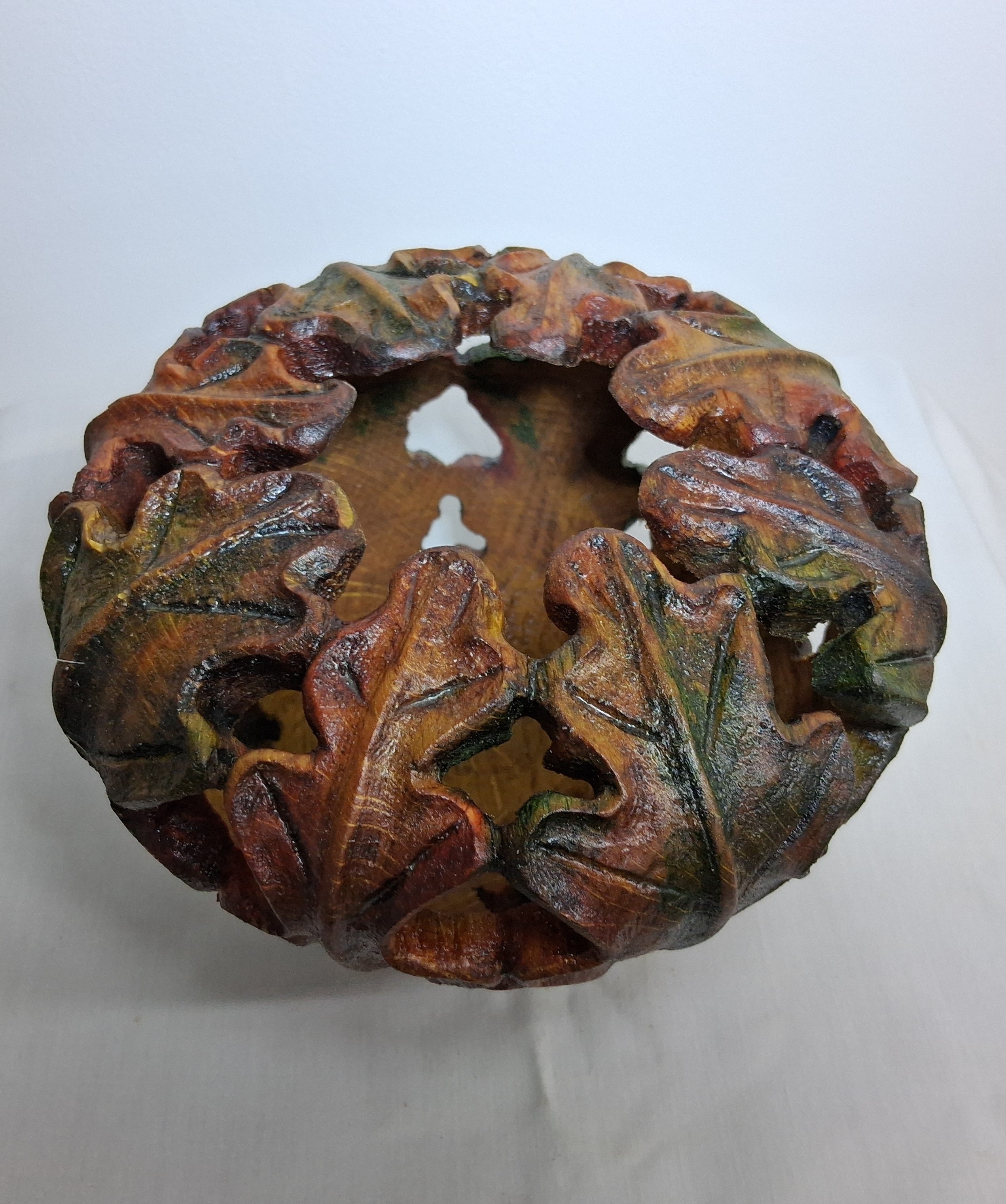 Carved Oak Leaf Hollow Form