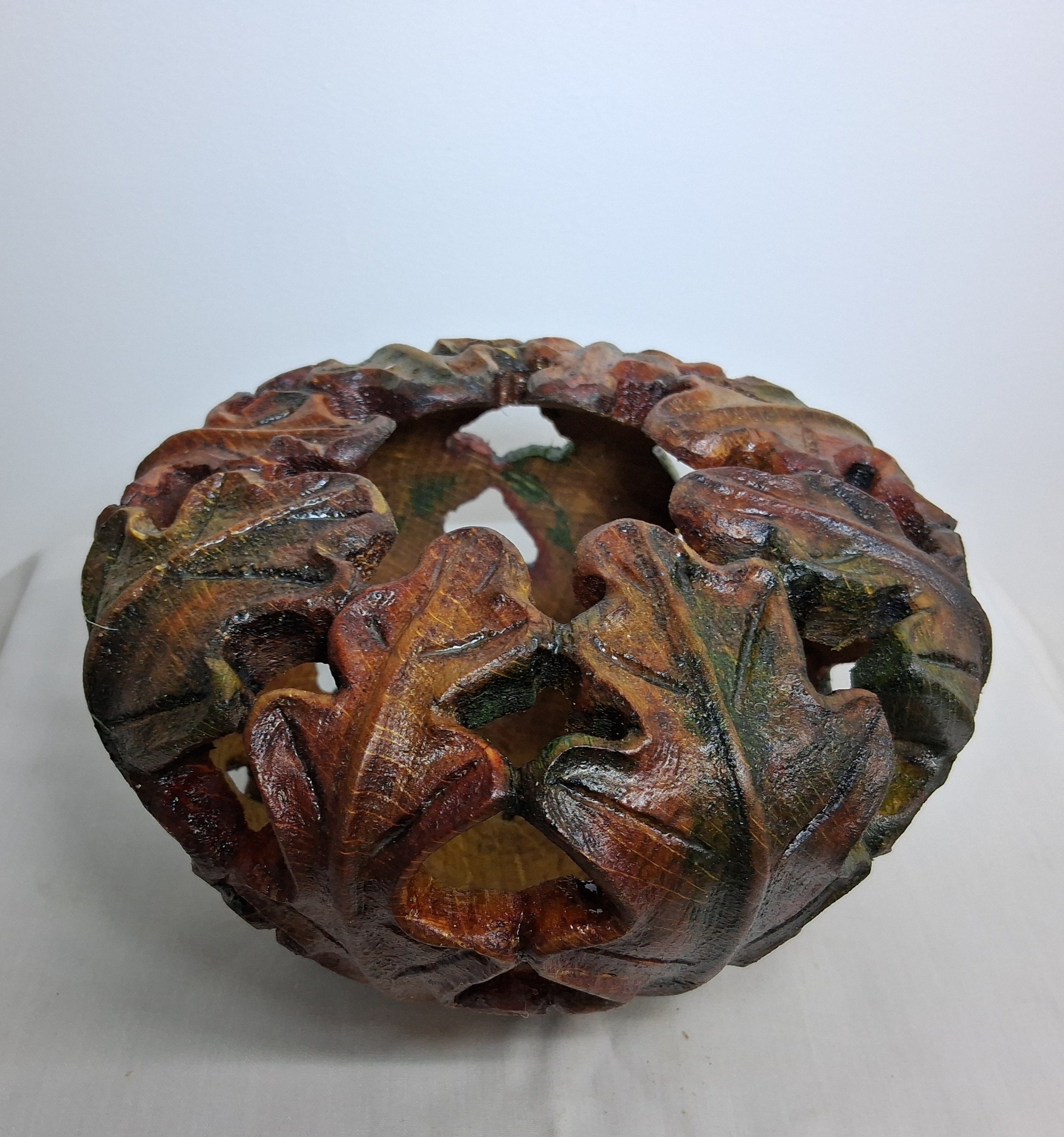 Carved Oak Leaf Hollow Form