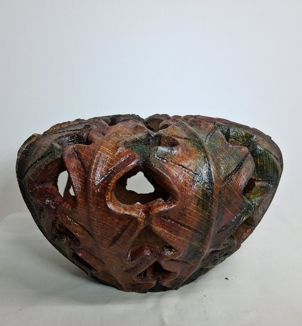 Carved Oak Leaf Hollow Form