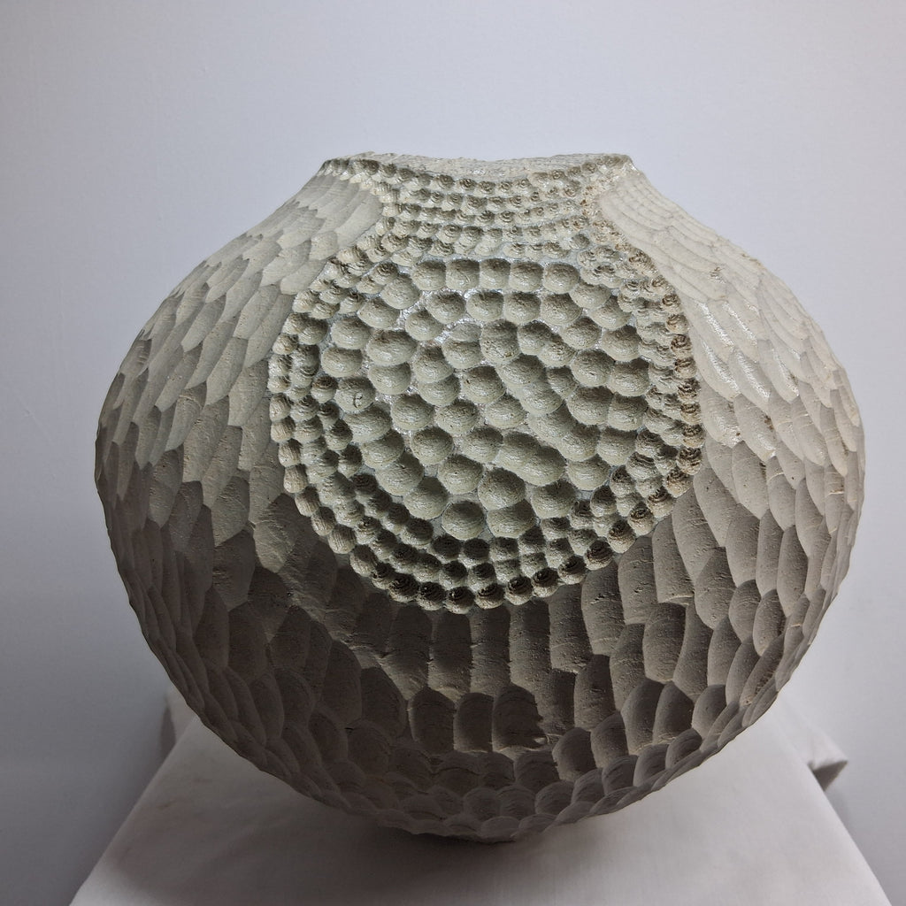 Coloured Native Ash Hollow Form with Carved Texturing
