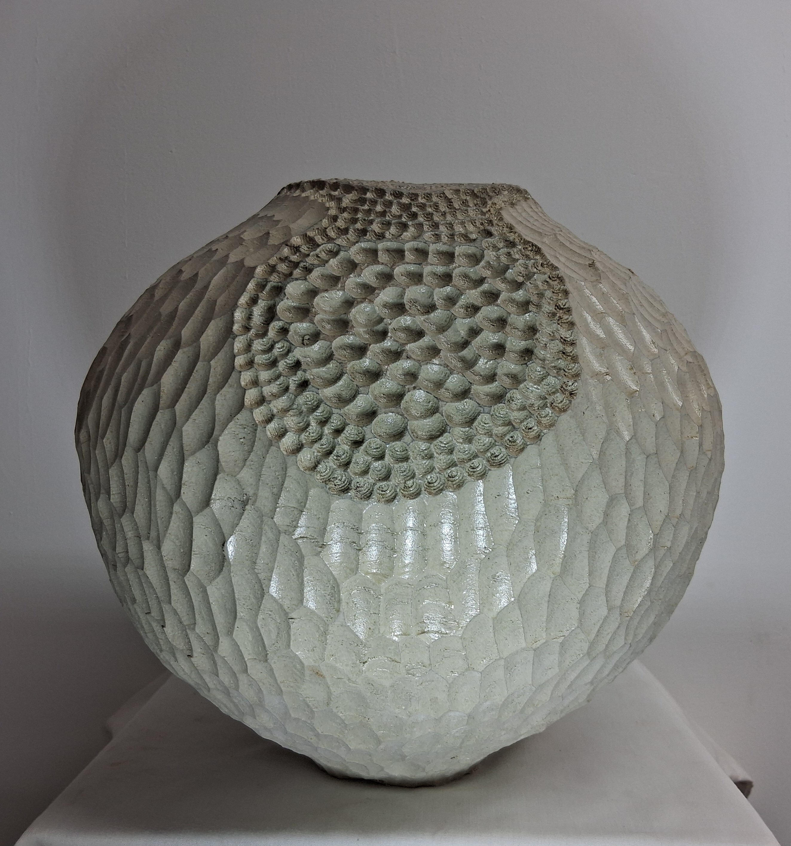 Coloured Native Ash Hollow Form with Carved Texturing