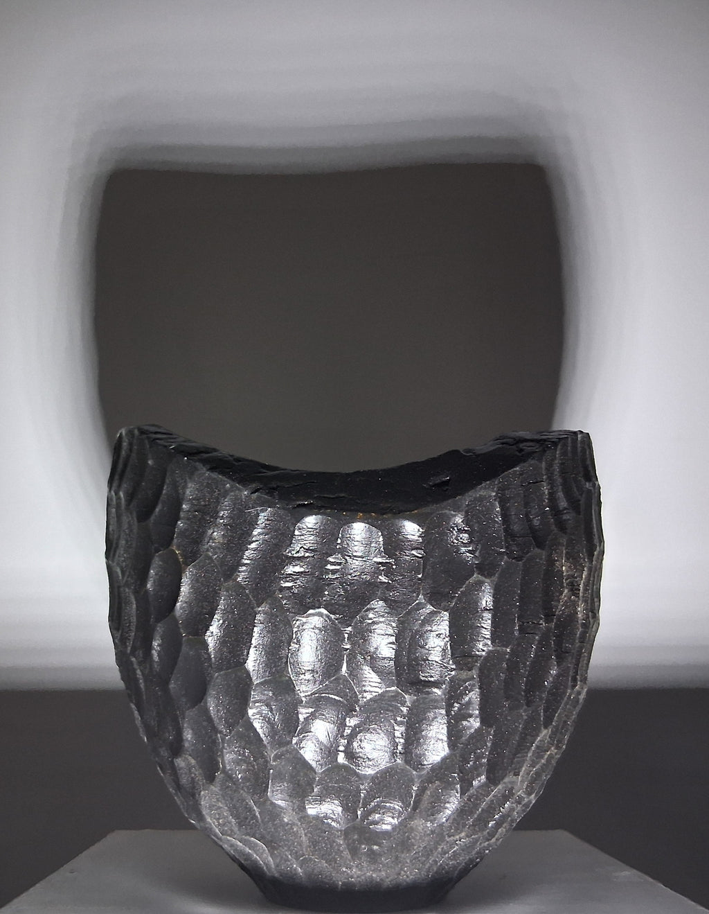 Coloured Ash Hollow Form with Hand Carved Texture