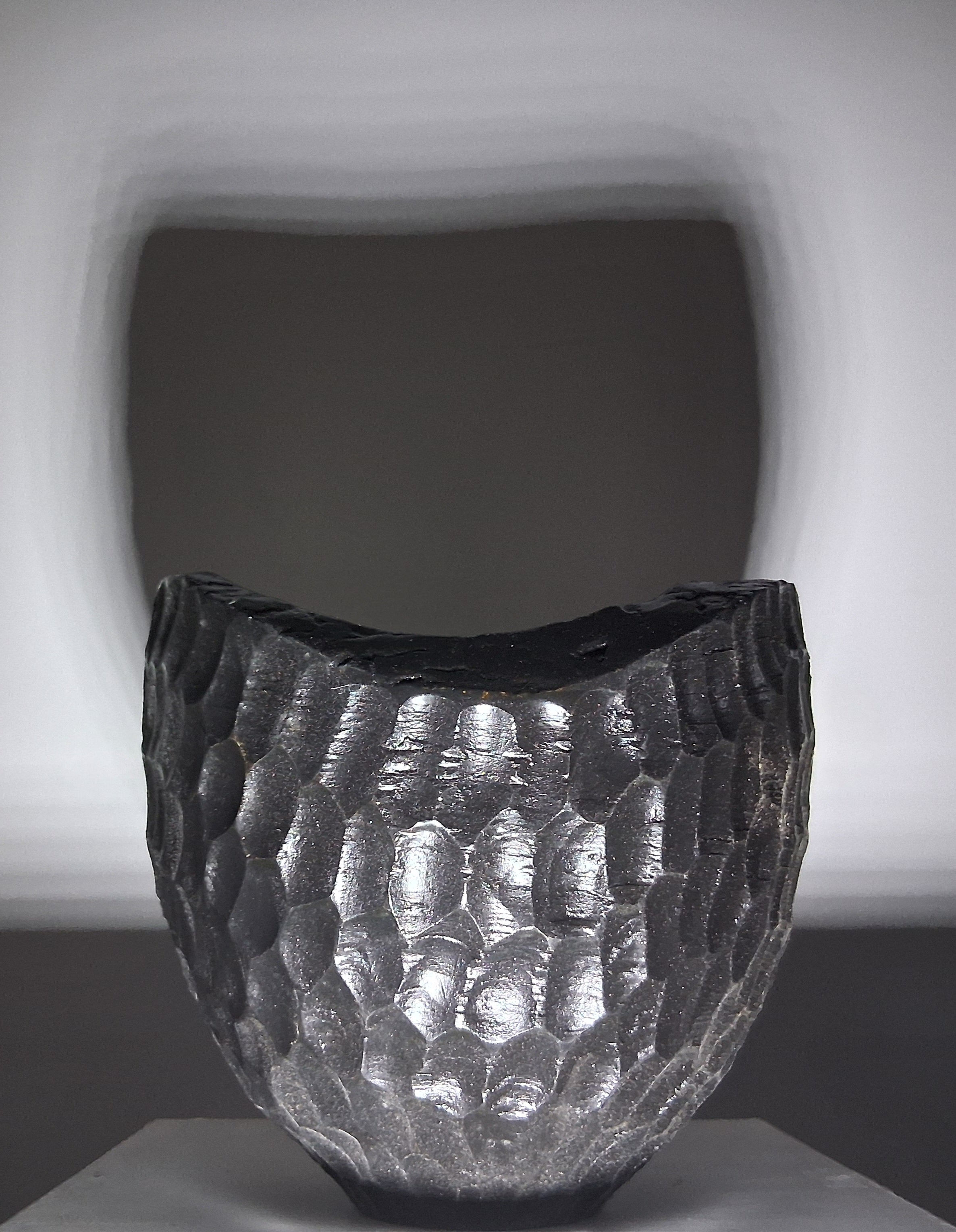 Coloured Ash Hollow Form with Hand Carved Texture