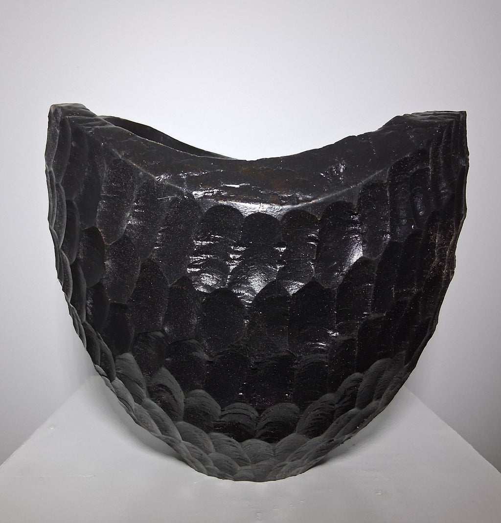 Coloured Ash Hollow Form with Hand Carved Texture