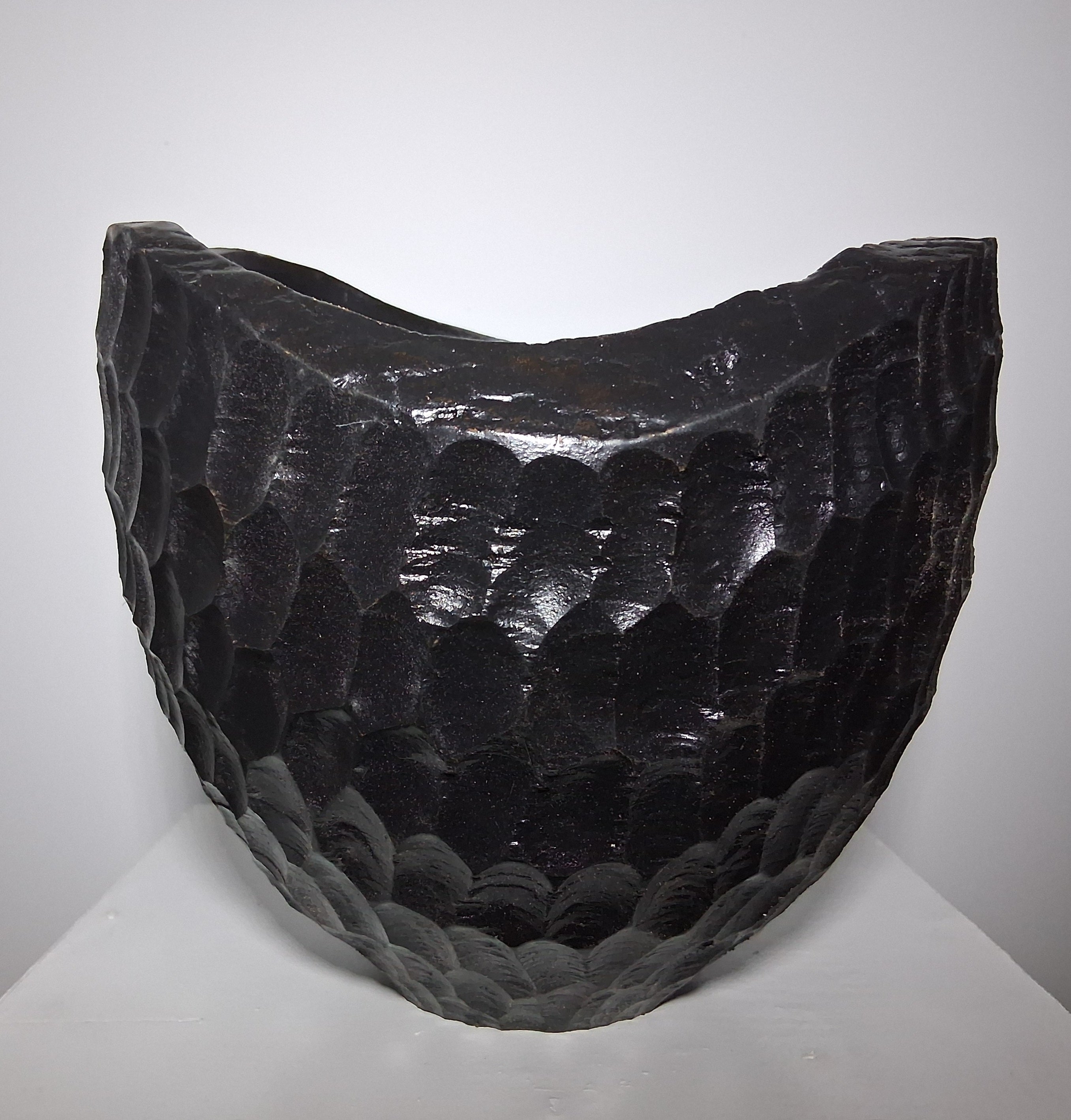 Coloured Ash Hollow Form with Hand Carved Texture