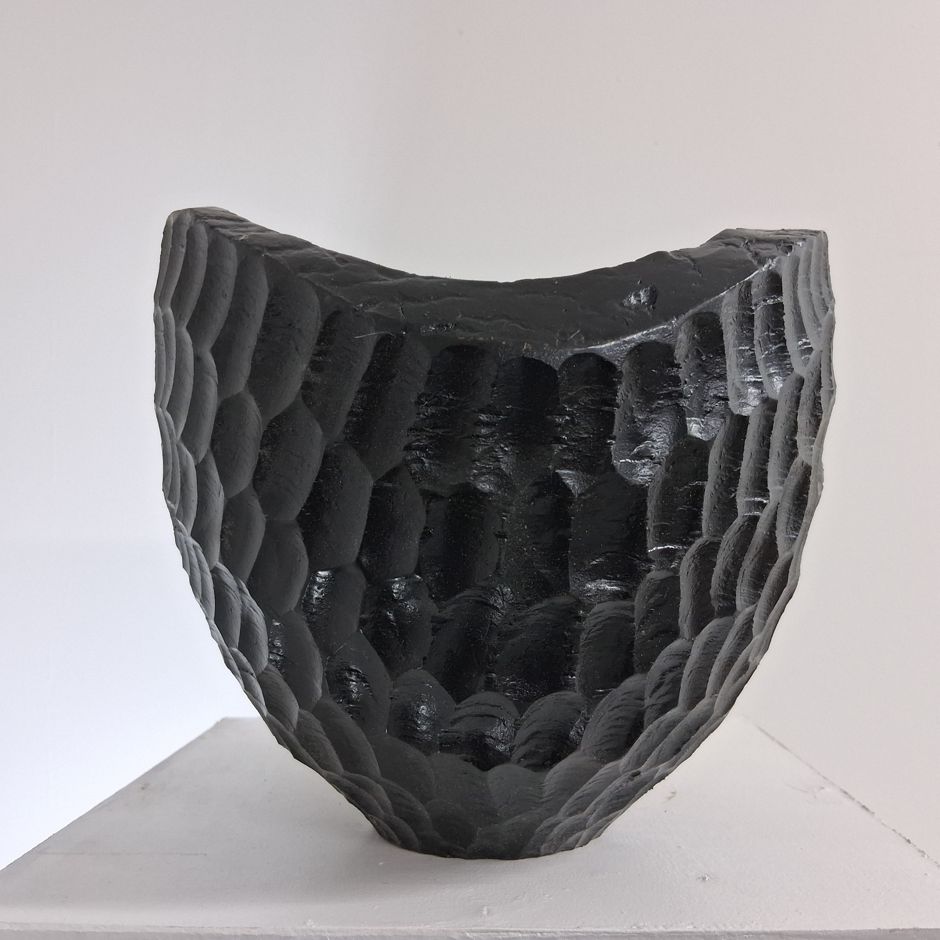 Coloured Ash Hollow Form with Hand Carved Texture