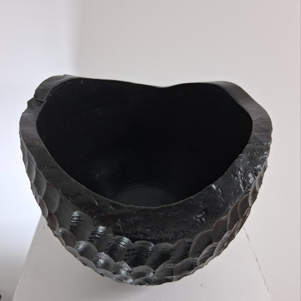 Coloured Ash Hollow Form with Hand Carved Texture