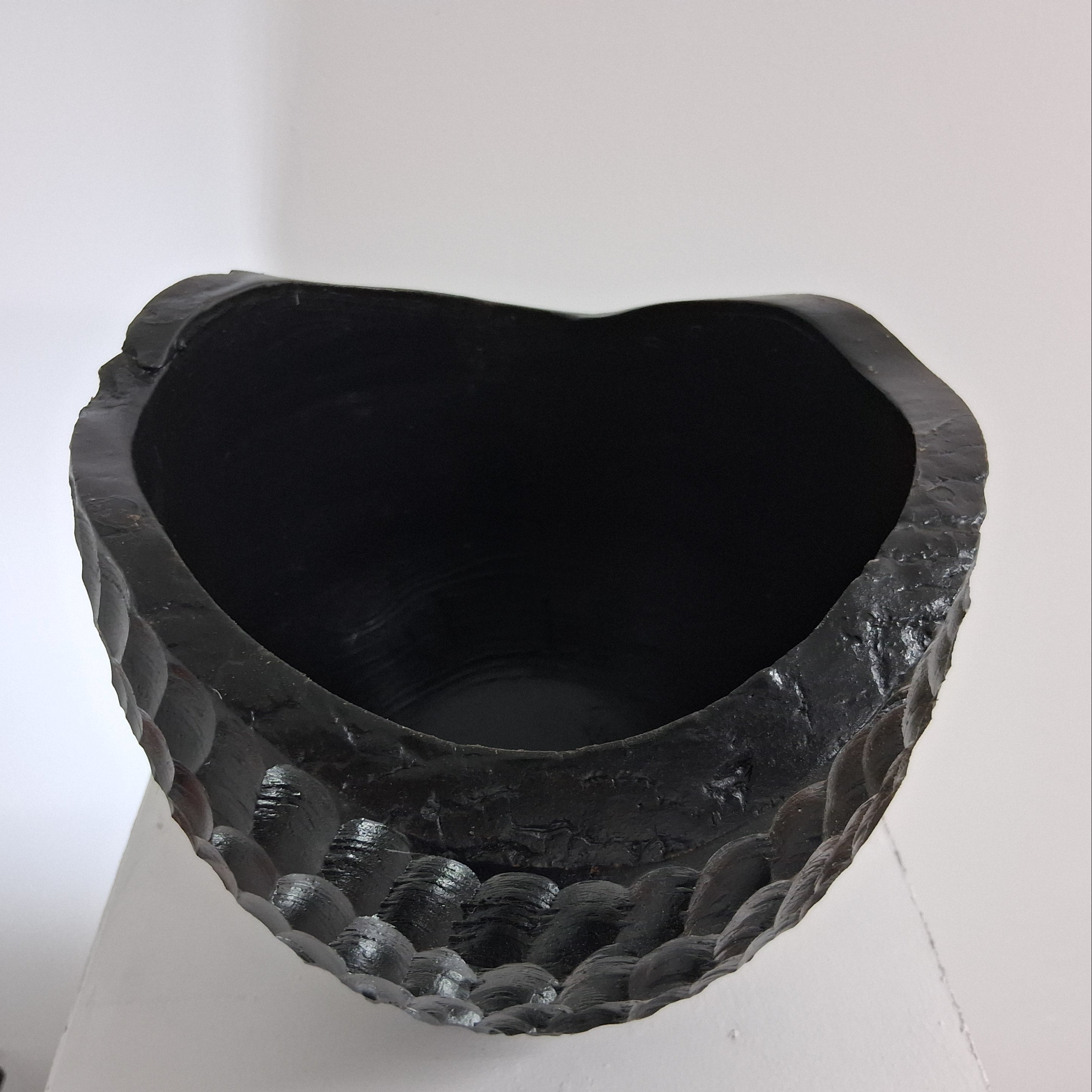 Coloured Ash Hollow Form with Hand Carved Texture