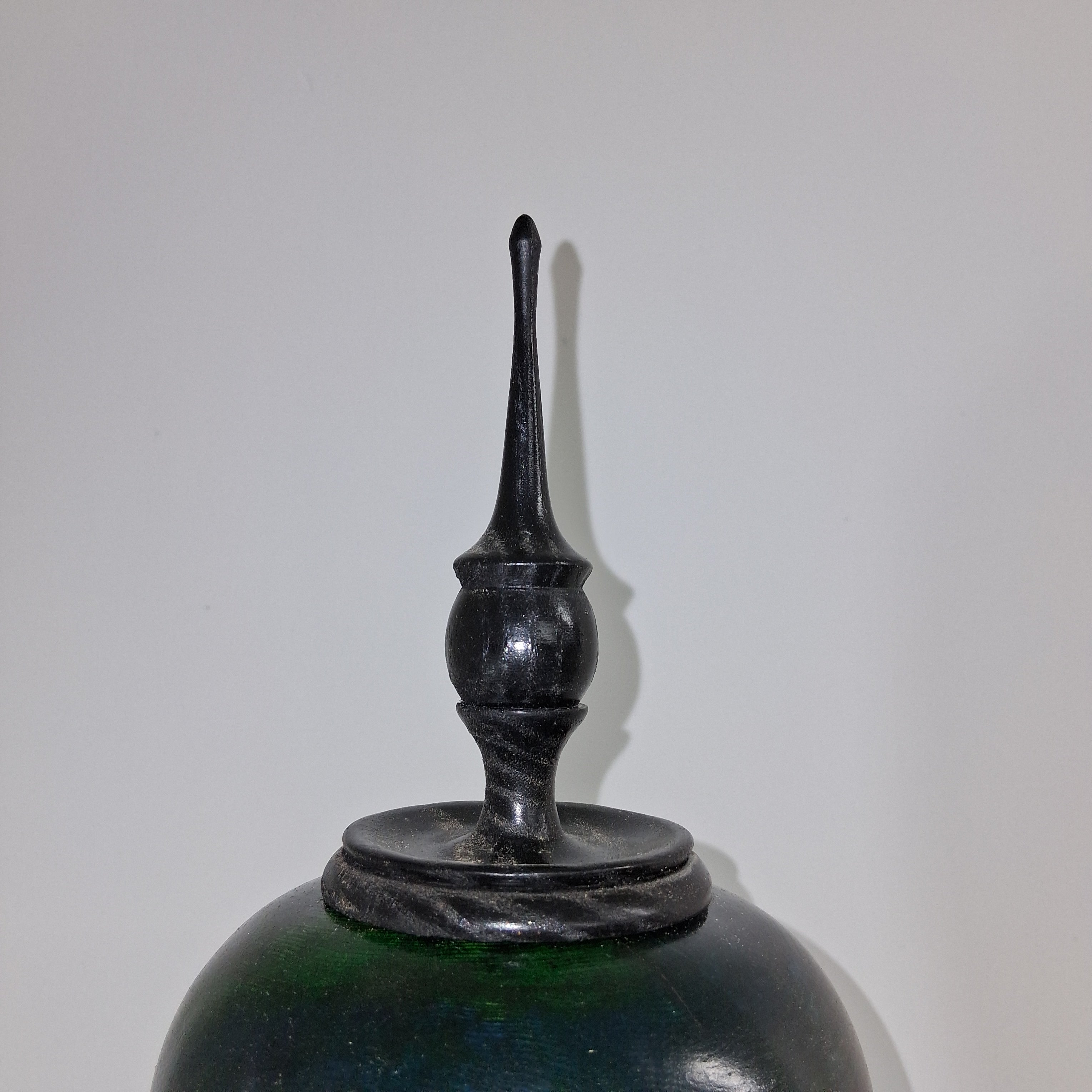Coloured Wych Elm hollow Form Pot with Ash Finial