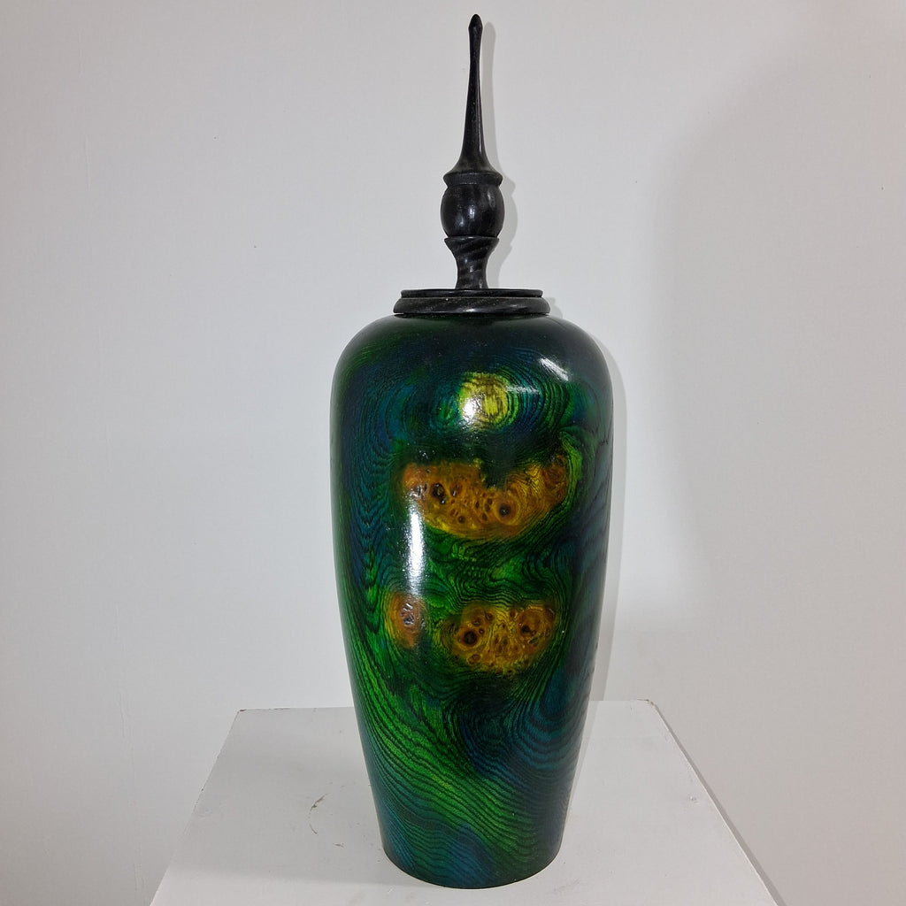 Coloured Wych Elm hollow Form Pot with Ash Finial