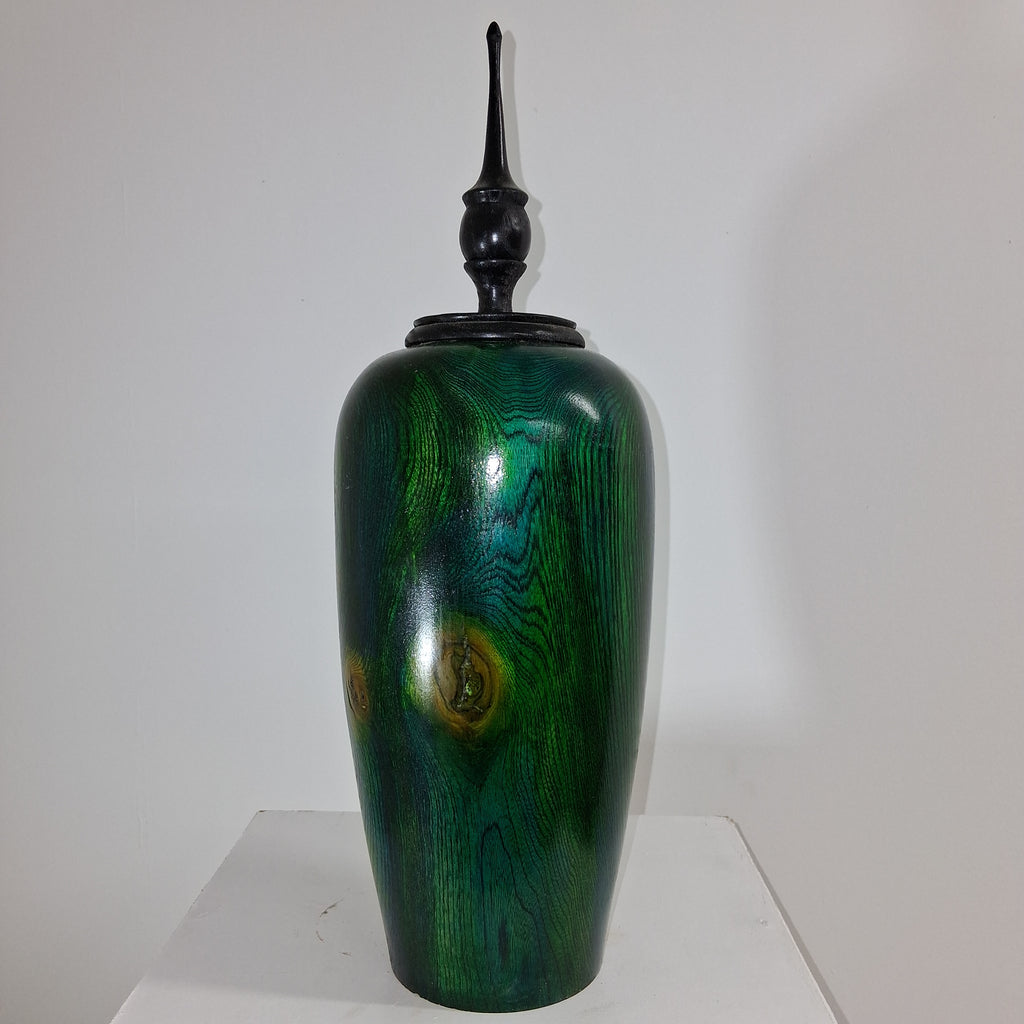 Coloured Wych Elm hollow Form Pot with Ash Finial