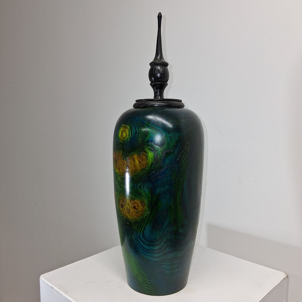 Coloured Wych Elm hollow Form Pot with Ash Finial