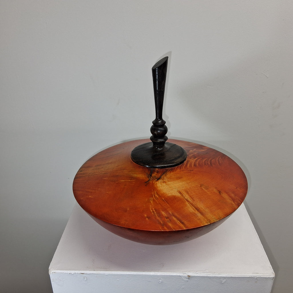 Coloured Fiddleback  Sycamore Hollow Form Pot with Ash Finial