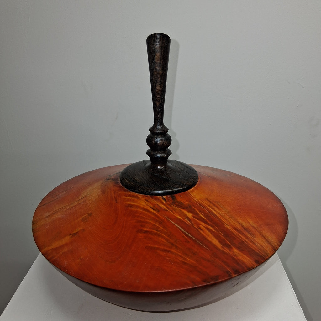 Coloured Fiddleback  Sycamore Hollow Form Pot with Ash Finial