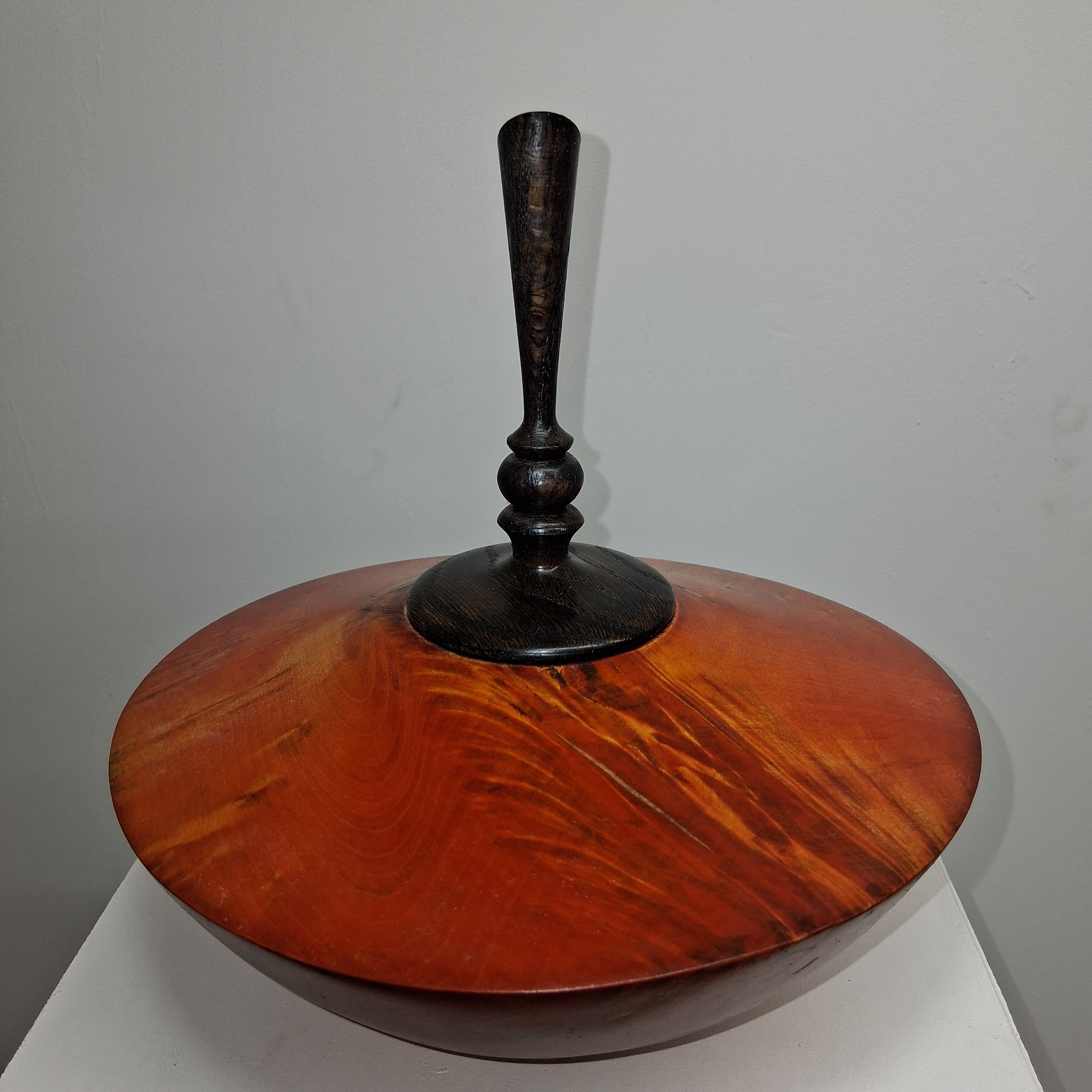 Coloured Fiddleback  Sycamore Hollow Form Pot with Ash Finial