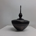 Hollow Form in Coloured Black Ash with Textured Band and Finial