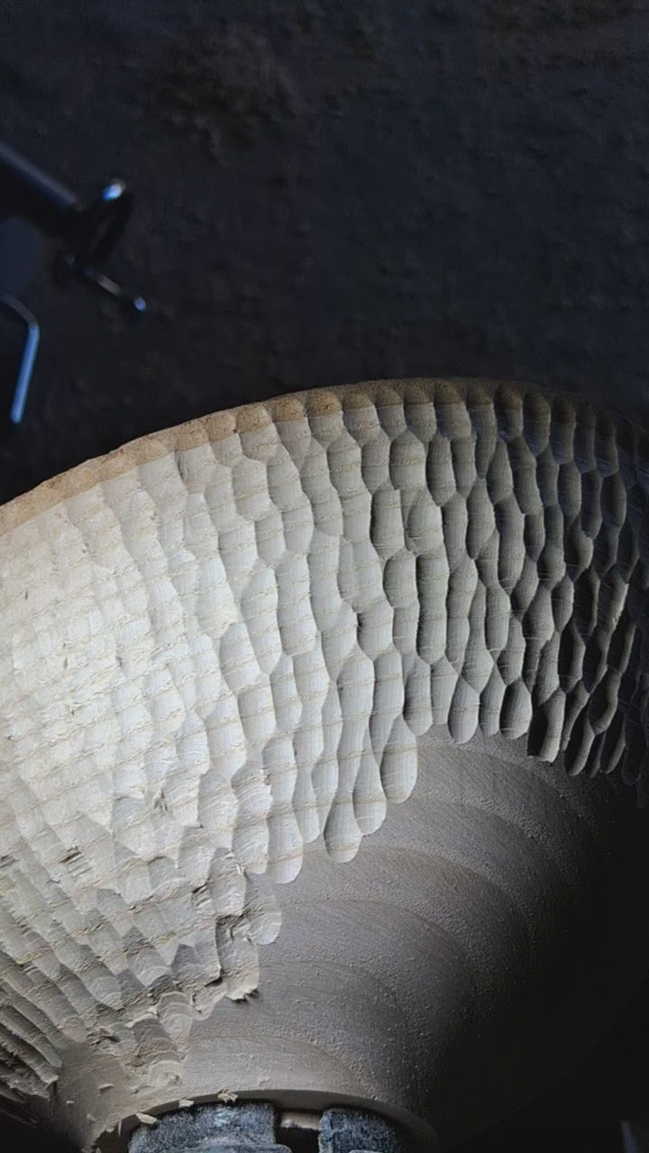 Coloured Live Edge Native Irish Ash Bowl with hand Carved Texture