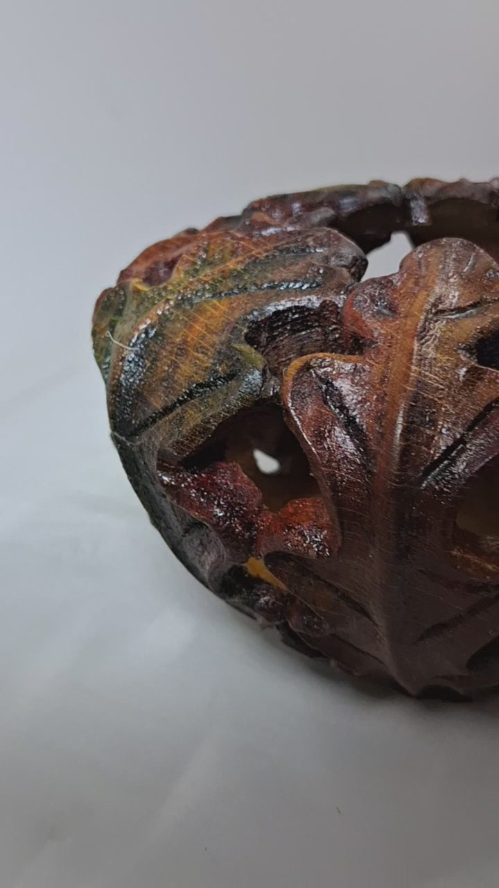 Carved Oak Leaf Hollow Form